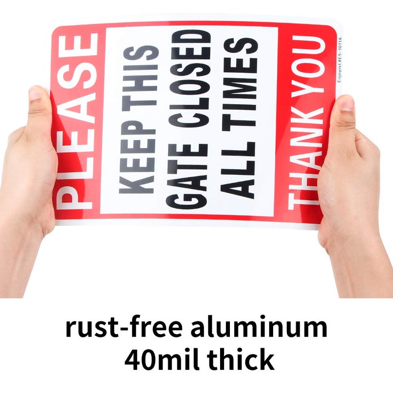 Enjoyist 2-Pack Please Keep This Gate Closed Sign 10"x 7" .04" Aluminum Reflective Sign Rust Free Aluminum-UV Protected and Weatherproof - Image 3